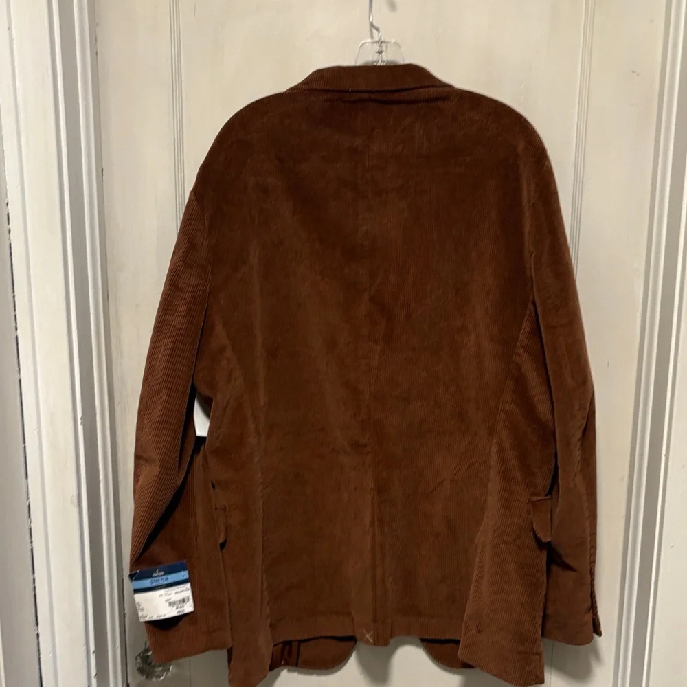 Stafford Chocolate Brown Stretch Comfort Slim Fit Corduroy Sport Coat 46 Reg BN